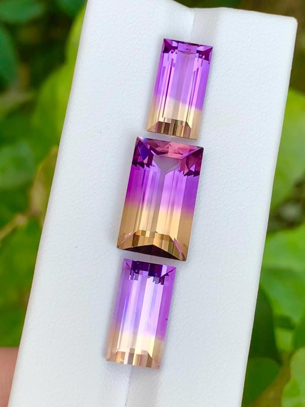 Ametrine 32.50ct Set • Matched Pair & Center Stone • Baguette Rectangular Cut Brazil