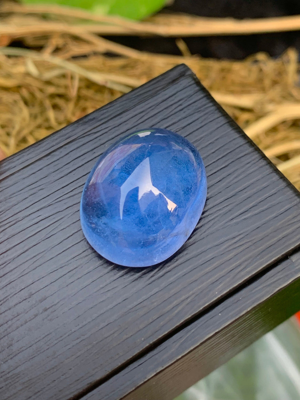 Deep Blue Aquamarine Cabochon: Oval Gemstone, March Birthstone (34.35 Carat)