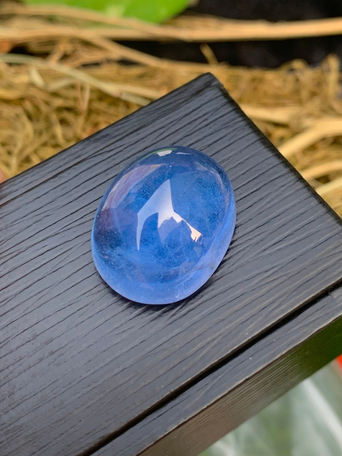 Deep Blue Aquamarine Cabochon: Oval Gemstone, March Birthstone (34.35 Carat)