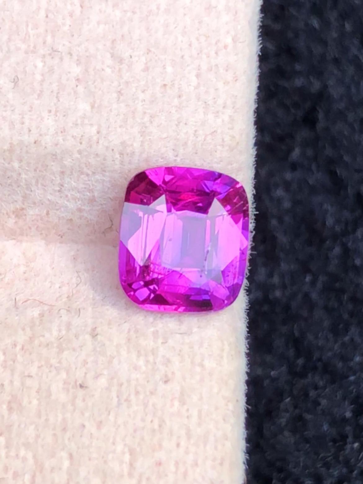 Purple Pink Sapphire 1.01ct Cushion Cut – Madagascar No Heat, Certified