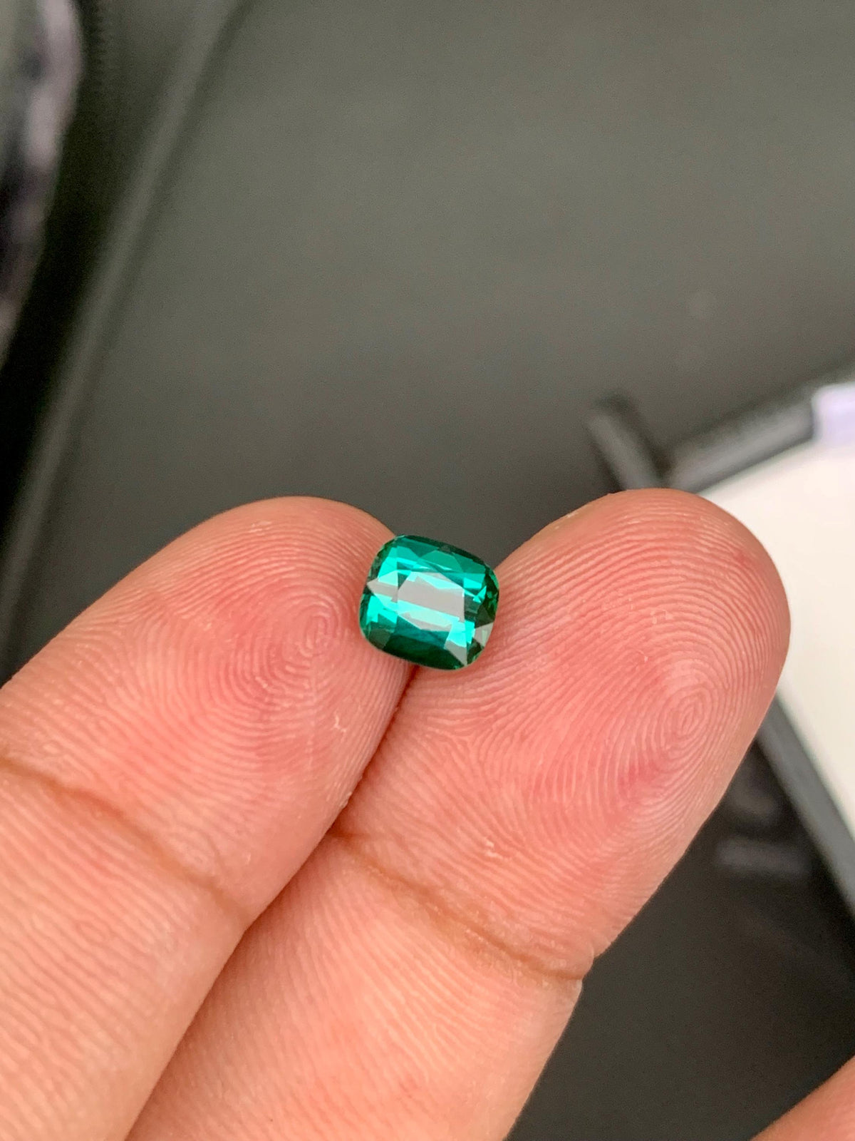 Neon Blue Lagoon Tourmaline Stone: 1.27 CT Cushion Cut Gemstone