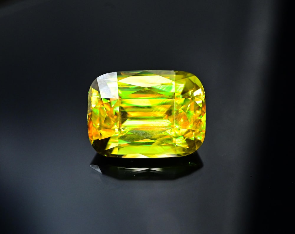 Natural Sphene Gemstone, Cushion Cut Ring