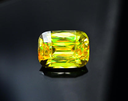 Natural Sphene Gemstone, Cushion Cut Ring