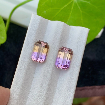 Loose Ametrine Stone pair For Jewelry making Ametrine Bi Color Gemstone Faceted Ametrine Gemstone Flawless Ametrine Cut Stone pair, 9.60CT