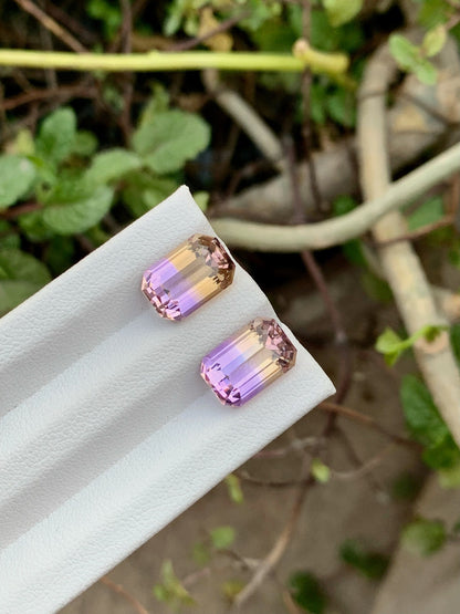 Loose Ametrine Stone pair For Jewelry making Ametrine Bi Color Gemstone Faceted Ametrine Gemstone Flawless Ametrine Cut Stone pair, 9.60CT