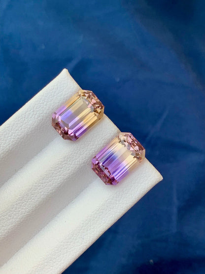 Loose Ametrine Stone pair For Jewelry making Ametrine Bi Color Gemstone Faceted Ametrine Gemstone Flawless Ametrine Cut Stone pair, 9.60CT