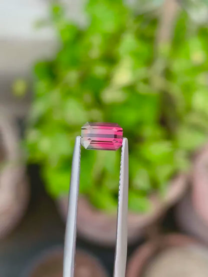 Pink Bi colour Tourmaline Gemstone, Emerald-Cut Eye Clean Clarity, Bi Color Tourmaline Cut Stone, Faceted Tourmaline Jewelry Making, 1.15 CT