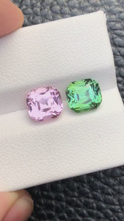 Natural Attractive Quality Reverse Tourmaline Pair Having An Excellent Combination Of Natural Baby Pink & Bluish-Green Colour