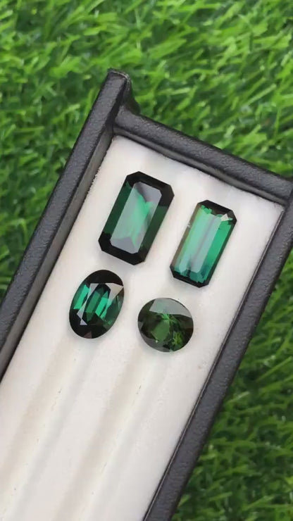 Natural Tourmaline Parcel Loose Gemstones Lot Moss Green Color Mixed Cut - 4 pieces - 20.5 Carats