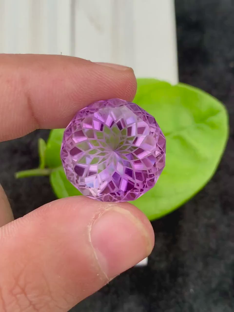 29.10ct Loupe Clean Purple-Pink Amethyst – Precision Flower Cut Gem from Brazil