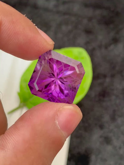 28.90ct Deep Purple Amethyst Pair – Natural Asscher Cut Certified Gemstones