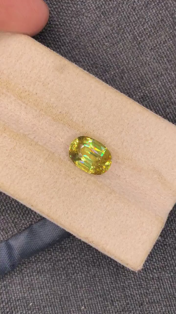 2.83ct Natural Fire Sphene Gemstone – AAA Grade Oval Cut Titanite from Skardu Pakistan – Loose Faceted Gem for Ring or Jewelry